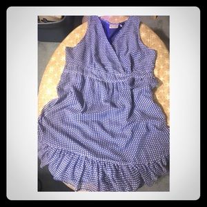 Avenue Blue/White Polka Dot Ruffle Detail Dress 👗